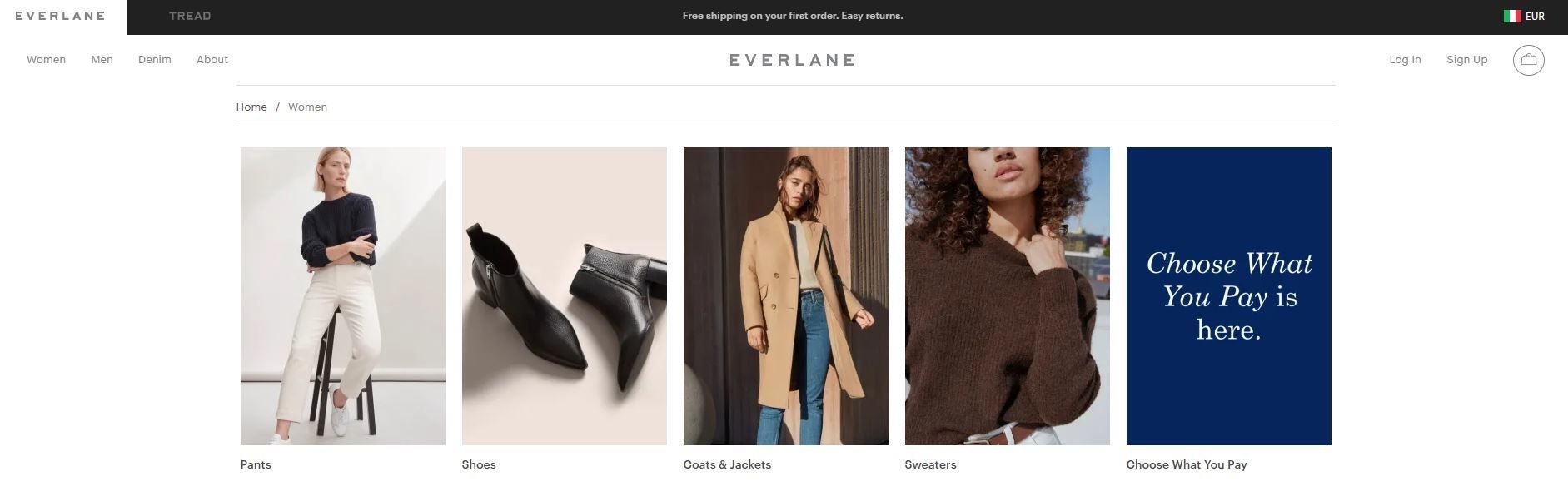 Everlane shop screenshot